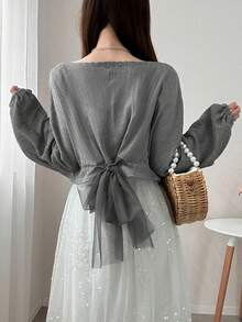 FRIFUL Women's Bowknot Dolman Sleeve Open Front Thin Jacket Fall/Winter
