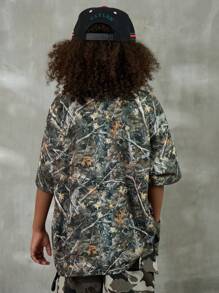 Coolane Kids Tween Boys Spring/Summer Streetwear Graphics Camo Loose Tees - Black - View 6