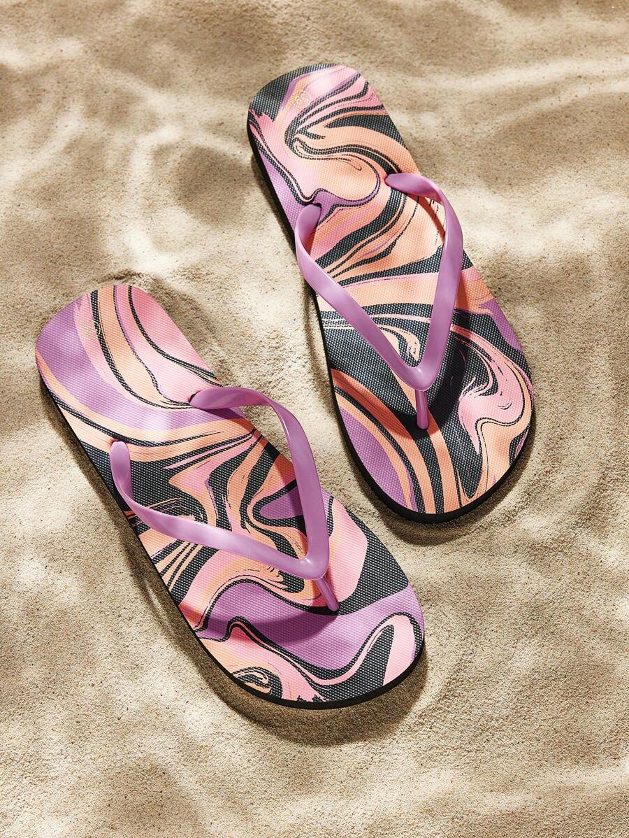 Grefit Damen Zehentrenner Sandalen, bequeme, leichte, weiche, rutschfeste, atmungsaktive, sommerliche Outdoor-Lässig-Fashion Strandpantoffeln - Rot-violett - Übersicht 1