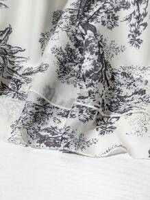 SHEIN LUNE 2pcs Women Summer Ink Print Sleeveless Halter Blouse & Mini Skirt Set