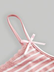 Strawberry Shortcake | ROMWE Plus Size Strawberry Crisp & Striped Pattern Cute Cami Top - Pink - View 4