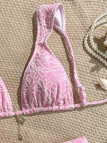 Swim Mod 两件套夏季沙滩碎花抹胸高腿比基尼泳装