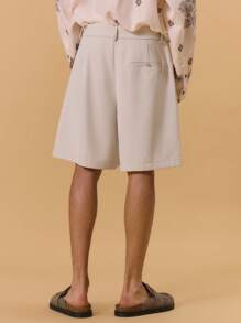 Musero Tailored Bermuda Baggy Shorts Pleated Spring, Summer, Holiday, Vacation - Apricot - View 4