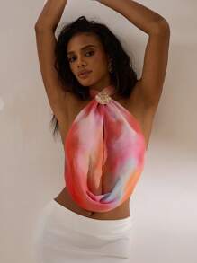 Opulessa 女士时尚休闲印花性感露背上衣，可爱夏季上衣，度假风格，休闲夏季度假女士，波西米亚海滩度假，波西米亚风，节日，海滩，夏季，毕业典礼，生日，海滩必备品，机场，欧洲夏季，乡村，7 月 4 日 - 彩色 - 查看 8