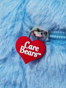 SHEIN X Care Bears 大容量可爱毛绒爱心熊卡通刺绣设计化妆包带手柄,加油熊,礼物 - 藍色 - 查看 3