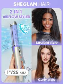 SHEGLAM HAIR Rizador de pelo Cool Lock Airflow Styler, con flujo de aire de 360°, con rejillas de ventilación para fijar el peinado, 4 temperaturas ajustables, doble voltaje, alisado rápido, revestimiento cerámico a base de agua que deja el cabello brillante, rizador y plancha, productos para cabello rizado, rizadores de pelo, plancha para cabello largo y corto - Enchufe europeo Graduación Cumpleaños Día festivo Verano Caer Otoño Y2K Elegante Moda Mujer Constituir Cosmético Fiesta Playa Viajar Cámping Al aire libre Escuela Campus Viaje Festivales Decoración Regalo Presente Rosa Chica Cosplay Mejor Color Encanto Onda