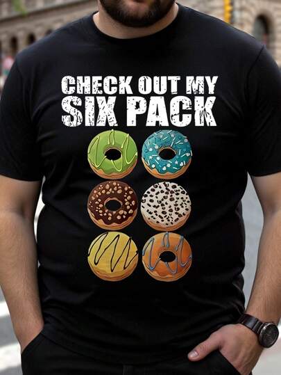 Manfinity Homme Plus Size Men's Round Neck Casual Short Sleeve Donut Graphic T-Shirt