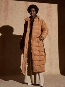 Bóhologie Palton de iarnă căptușit cu buzunar lung și curea pentru femei din blană artificială - Bej - Vizualizare 4