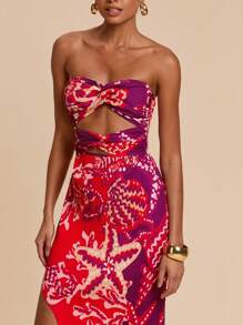 Travachic 适合假日约会的夏季休闲连衣裙，适合度假的带有前结和不对称下摆纹理图案面料的女士沙滩裙，适合度假的夏季沙滩裙，校服，非常简单的服装，办公室服装，老钱服装，教师服装，约会服装，毕业季，女士独立日服装，参加婚礼季节姐妹下午茶会节日的服装。