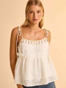 CAJUNI Débardeur de femme à motif coquillage mode brodé, convient pour l'été