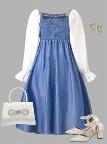 年轻人3D蝴蝶结装饰迷你连衣裙，适合派对和节日，秋季