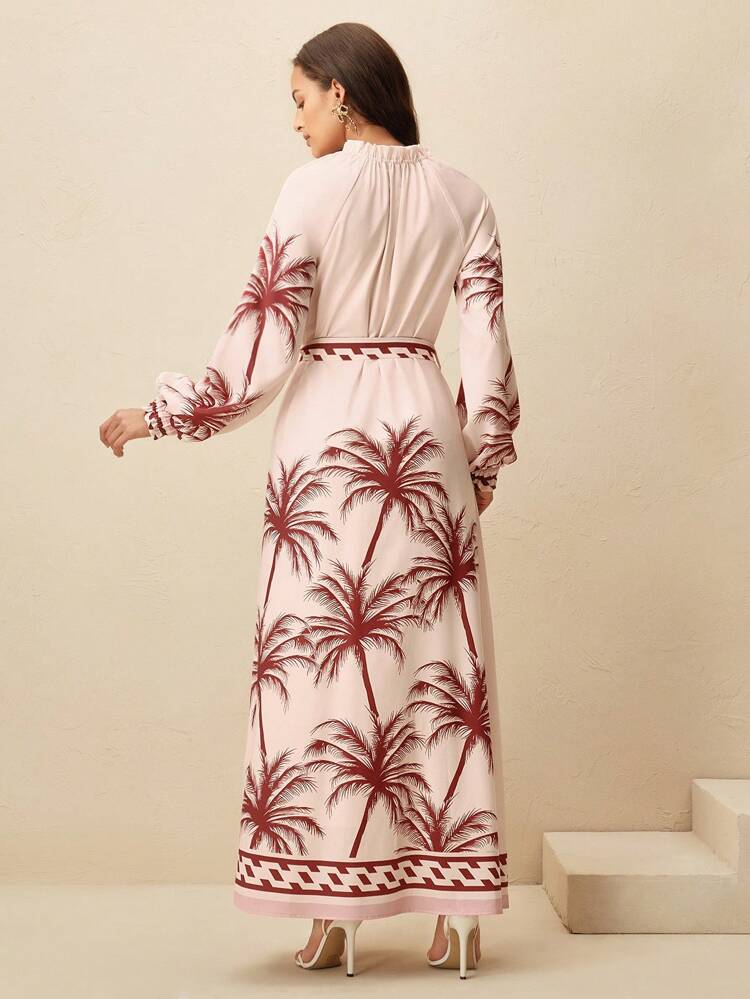 Robe longue à manches longues avec imprimé de positionnement, pour festival de musique, mode bohème de plage, vacances printemps/été pour femmes