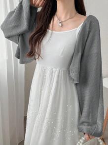 FRIFUL Women's Bowknot Dolman Sleeve Open Front Thin Jacket Fall/Winter