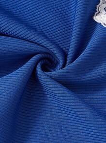 CottageSlumber 3件套浪漫印花撞色蕾丝女士吊带背心和短裤睡衣套装 - 彩色 - 查看 6