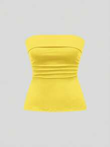 ROMWE Grunge Punk Áo crop top họa tiết da báo Y2K Subculture có xẻ tà phía trước dành cho nữ - Màu vàng - Xem 3