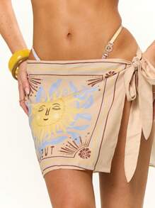 Musera Resort Solar Print Mesh Cover Up Skirt Sarong Summer Vacation Holiday Festival Cute Swim Beach Tuscan Sun