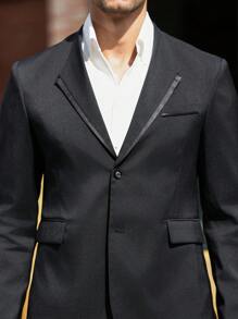 Manfinity Mode 2件套男士绅士休闲商务西装外套和裤子套装男士休闲西装男士正装男士正装西装 - 黑色 - 查看 2