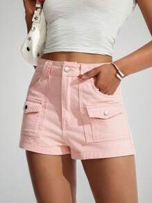 SHEIN EZwear Shorts di jeans semplici e casual di colore unito da donna