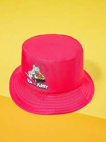 THE POWERPUFF GIRLS X SHEIN Reversible Casual Cartoon Pattern Bucket Hat - Hot Pink - View 2