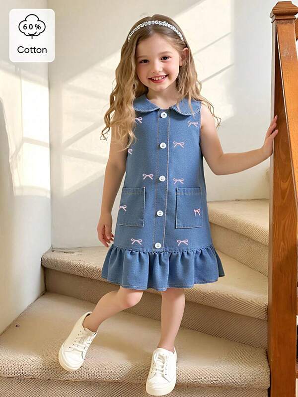 Young Girl' Casual Loose Soft Washed Sleeveless Dress, Cute & Fashionable For Beach Vacation, Lightweight Summer