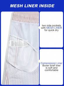 ZELFYO 男士休闲条纹印花抽绳沙滩短裤 - 彩色 - 查看 6