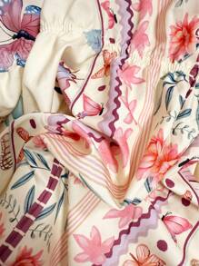 Sweetra Boho Style Printed Sleeveless Beach Dress - Pink - View 3