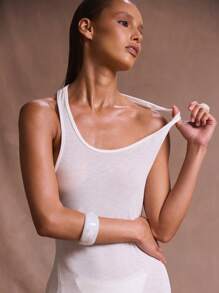 Musera Resort 工字背透明麻纱宽松无袖长裙罩衫夏季假期海滩优雅浪漫节日伊比沙岛西部新娘派对 - 白色 - 查看 6