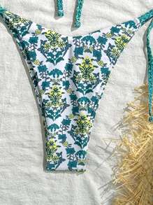 Swim Mod 女士夏季沙滩花卉印花露背性感比基尼泳装套装