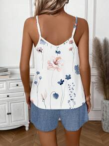 EMERY ROSE 2 件套休闲花卉印花吊带背心和短裤，适合夏季女性