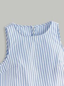 INAWLY 女士条纹印花无袖圆领休闲衬衫，夏季百搭 - 彩色 - 查看 6