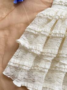 Soleia Đầm ngắn hở lưng, cổ chữ V sâu, kết cấu ren dệt kim, viền bèo nhún đôi, thích hợp cho tiệc tùng, gợi cảm, hẹn hò, trà chiều, đường phố, khu nghỉ dưỡng, lễ hội âm nhạc, bãi biển, mùa hè - trắng - Xem 6