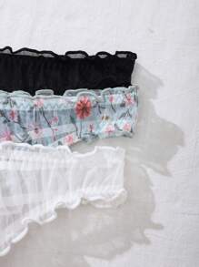 PetitDoll 3pcs Women Ruffled Bowknot Thong Sexy Panties Set - Multicolor - View 4