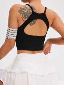 Easithlete حمالة صدر رياضية بسيطة بلون واحد طويلة بلا ظهر للنساء