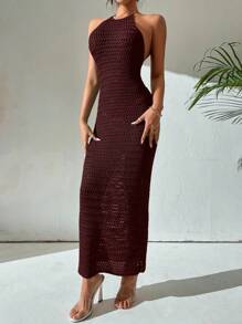 Breezaya Váy đi biển hở vai thanh lịch cho nữ - Màu Đỏ Sâu - Xem 3