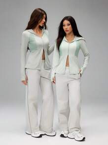 SHEIN PETITE 女士防晒服透气修身速干防晒服 - 綠色 - 查看 7