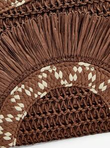 SHEIN SXY 女士波西米亚风格流苏设计手拿包 - 咖啡棕 - 查看 7