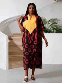 Slaydiva 2025 New Summer Geometric Color Block Plus Size Party Dress For African Women,Summer Dresses For Women - Multicolor - View 7