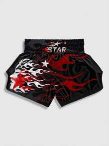 ROMWE MEN Street Life 男式黑色 9806-01358 水印图案 + 拳击数字 BT T 恤 - 黑色 - 查看 5