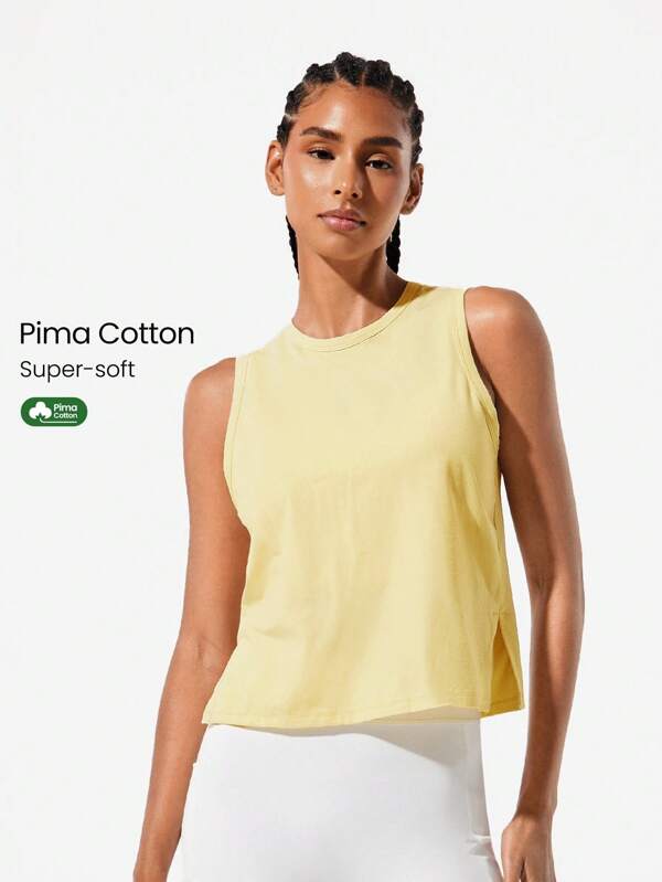 GLOWMODE Pima Cotton Reflective Slit Tank Top Gym Summer