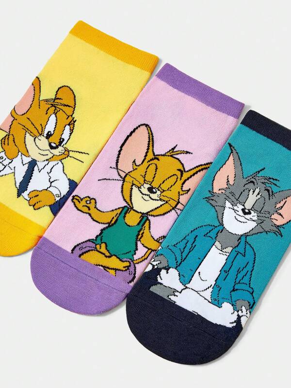 TOM & JERRY X SHEIN 4 Pairs Women Ankle Socks