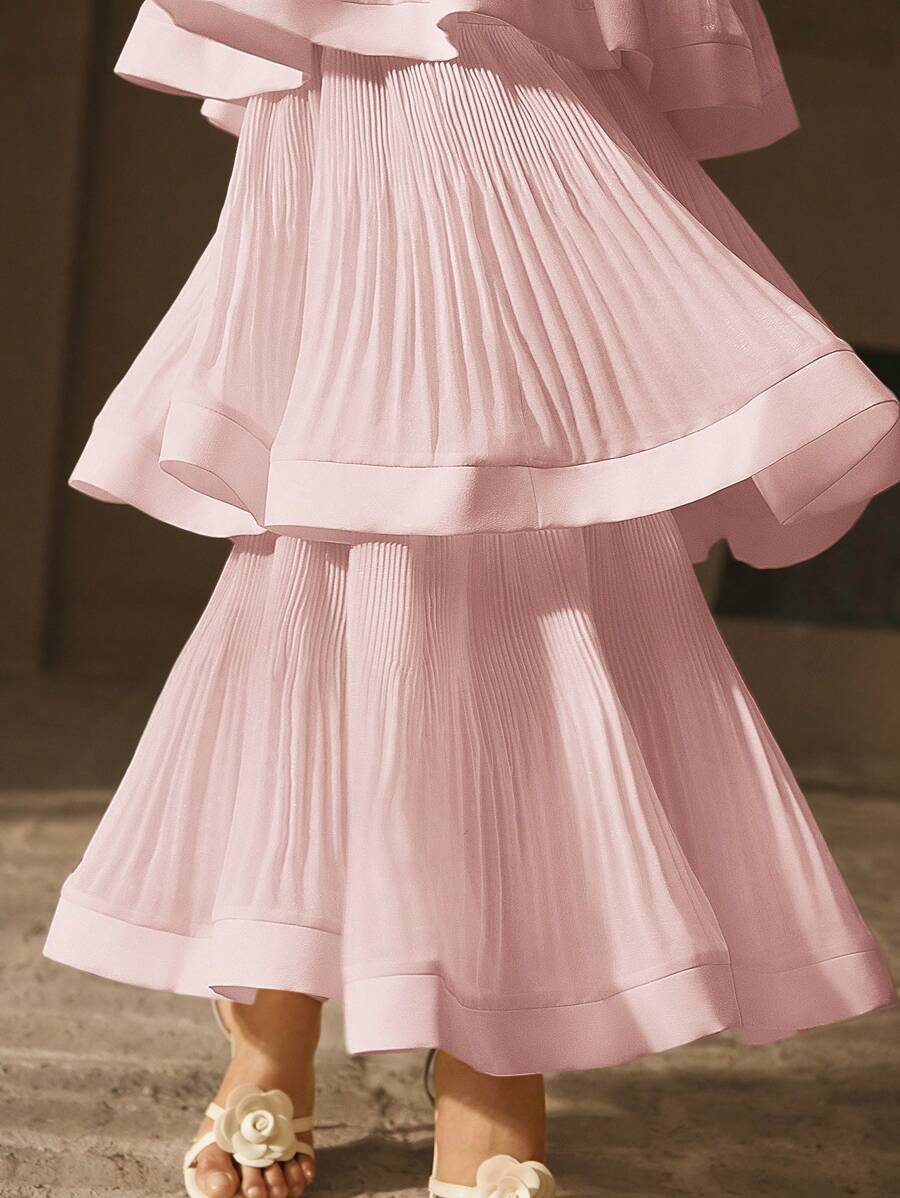 Anewsta 女士纯色高腰时尚宴会裙，女士沙滩装