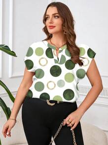 EMERY ROSE Blusa casual minimalista senza maniche con stampa geometrica, taglie comode per donne di taglia grande - Multicolore - Visualizzare 5
