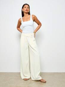 AiiRZ 专业阔腿裤高腰办公室正式商务长裤秋冬春装 - 米色 - 查看 3