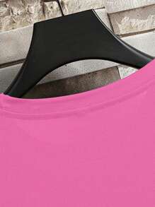 Plus Size Women's Teddy Bear Print Round Neck Short Sleeve T-Shirt