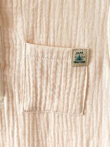 Loomiva 男童休闲梭织纯色贴袋短袖衬衫