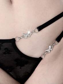 ROMWE J-Fashion Tanga de encaje con cadena de mariposa estilo Y2K "baddie"