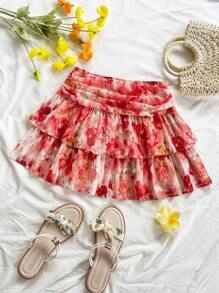 Soleia Women's Vintage Leopard Print Ruffled Hem Mini Skirt, Casual Ruched Layered Hemline Cute Lunch Style - Multicolor - View 5