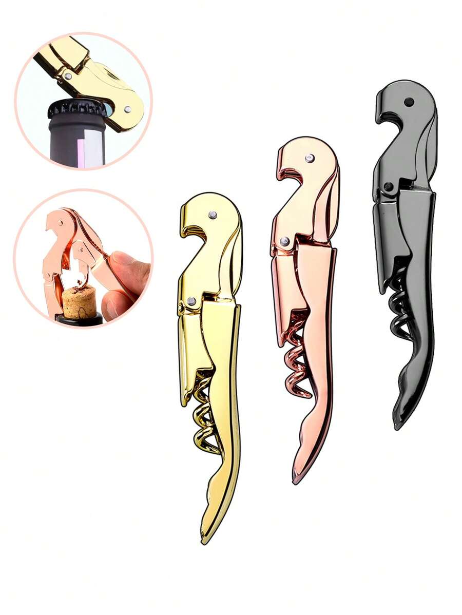 1 pieza/3 piezas Abrebotellas de vino tinto de acero inoxidable multifuncional con forma de caballito de mar, apto para restaurantes y bares, cocinas del hogar, abrebotellas diarios, abrebotellas de cerveza, abrelatas, uso al aire libre, campamento