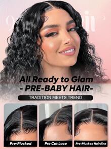 ALL READY WIG Wear And Go Glueless Wig Bob Wig Water Wave Human Hair 5x6 Lace Closure Wigs Human Hair Wigs For Women Human Hair Glueless Wigs With Pre-Baby Hair 5x6 Closure Wigs Human Hair Pre Plucked Bob Vacation Outfits Travel Festival Prom Outdoor Cosplay Campus School Beach Wedding Camping Holiday Outfits Summer Outfits Vacay Vibes Charm Elegant Casual Y2k Fashion Styles Ss25 Keywords - Natural Black - View 5