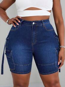 Maweii Plus Size Women Stretchy Denim Cowgirl Outfit Shorts, Multi Pockets Casual Summer Skinny Shorts  Summer Outfits For Women Festival Outfits Club Outfits Women Sexy Cargo Shorts